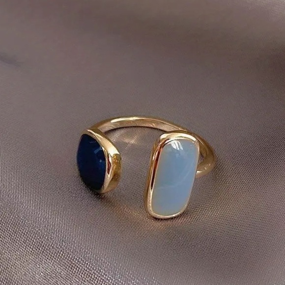 Cuff Ring Geometric Design Oil Dripping Craft Adjustable - Picture 1 of 5